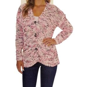 John Paul Richard XXL Cable‎ Speckled Knit Button Front Pockets Cardigan Sweater